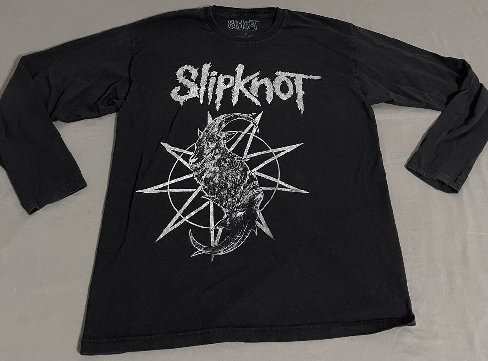 Slipknot Long Sleeve Shirt Mens L Black Goat Star Graphic Band Tee 2013